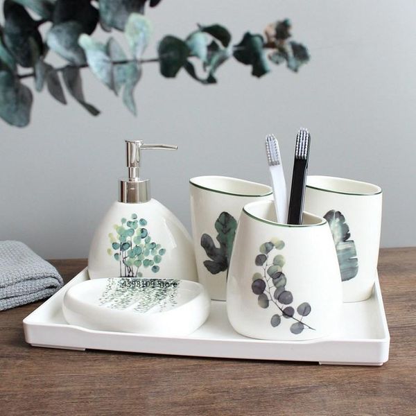 nordic bathroom supplies green plant ceramic series toothbrush holder / soap dispenser decoration accessories bath accessory set
nordic bathroom supplies green plant ceramic series toothbrush holder / soap dispenser decoration accessories bath accessory set