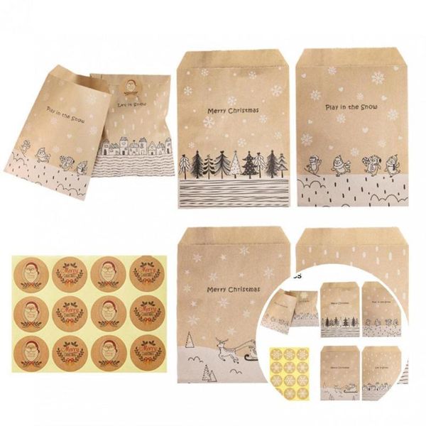 gift wrap 2 styles 100pcs/set excellent christmas kraft paper cookie pouch with sticker snack bag creative for
gift wrap 2 styles 100pcs/set excellent christmas kraft paper cookie pouch with sticker snack bag creative for