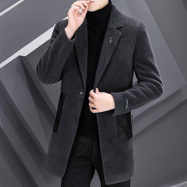 men's wool & blends 2021 winter woolen coat jacket men long casual slim business trench overcoat windproof warm windbreaker streetwear, Black
men's wool & blends 2021 winter woolen coat jacket men long casual slim business trench overcoat windproof warm windbreaker streetwear, Black