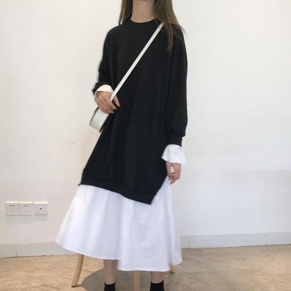 casual dresses 2021 autumn loose long-sleeved women dress cotton stitching ladies wild long female gd133, Black;gray
casual dresses 2021 autumn loose long-sleeved women dress cotton stitching ladies wild long female gd133, Black;gray
