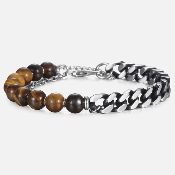 link, chain 8mm mens beaded bracelet tiger eye stone gunmetal stainless steel cuban link bracelets for men jewelry male gifts ldb188, Black
link, chain 8mm mens beaded bracelet tiger eye stone gunmetal stainless steel cuban link bracelets for men jewelry male gifts ldb188, Black