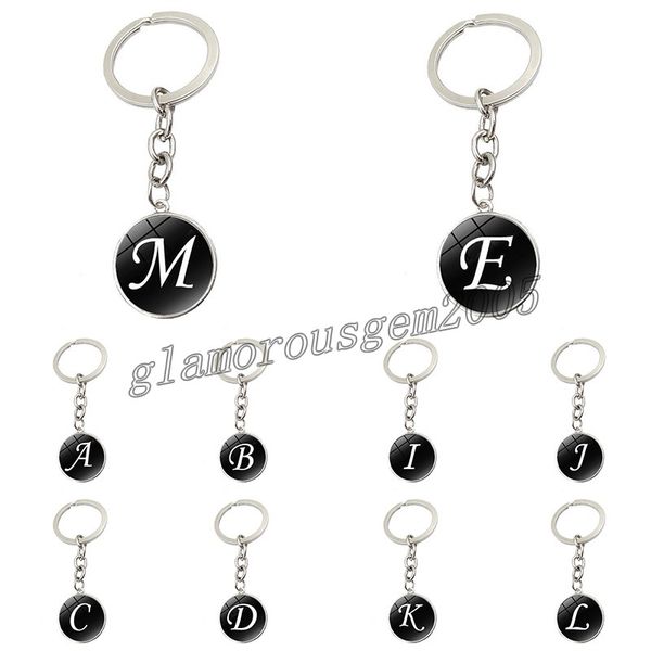 26 english letters glass round charm key ring personality a-z initial name keychain bag car key chain accessories gifts, Silver
26 english letters glass round charm key ring personality a-z initial name keychain bag car key chain accessories gifts, Silver