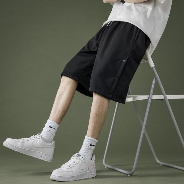 men's shorts thin athleisure pants for men with loose side breasted five-point, White;black
men's shorts thin athleisure pants for men with loose side breasted five-point, White;black