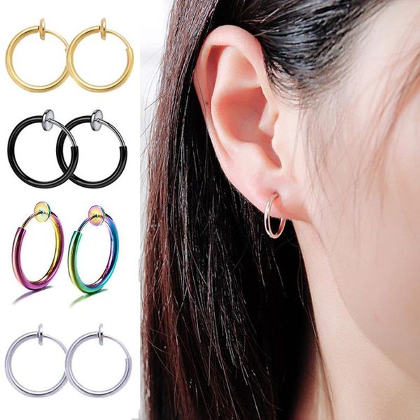 clip-on & screw back 2pcs punk clip on ear without piercing no hole fake body nose lip hoop rings jewelry earrings accessory gift, Silver
clip-on & screw back 2pcs punk clip on ear without piercing no hole fake body nose lip hoop rings jewelry earrings accessory gift, Silver