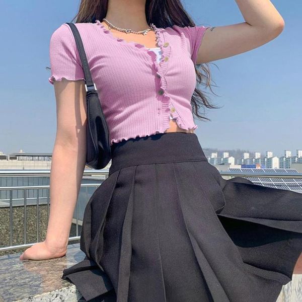 women's tanks & camis drop stretchy ruffle sleeve crop women 2021 summer button green blue tight rib-knitted plain t-shirt, White
women's tanks & camis drop stretchy ruffle sleeve crop women 2021 summer button green blue tight rib-knitted plain t-shirt, White