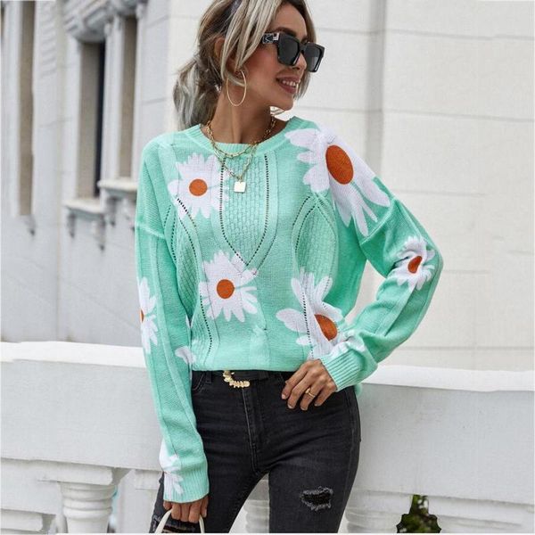women's sweaters 2021 autumn winter women fashion sets printing daisy quality knitwear loose vintage coat o-neck, White;black
women's sweaters 2021 autumn winter women fashion sets printing daisy quality knitwear loose vintage coat o-neck, White;black