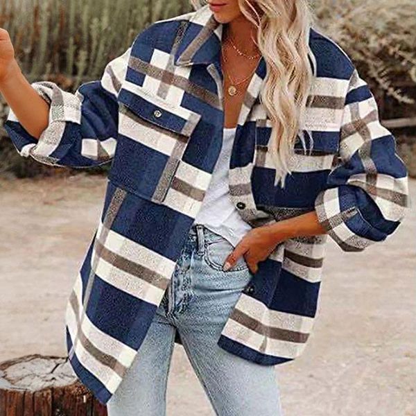 women's wool & blends vintage pockets women outwear autumn fashion plaid printed lapel long sleeve single breasted ladies jackets casua, Black
women's wool & blends vintage pockets women outwear autumn fashion plaid printed lapel long sleeve single breasted ladies jackets casua, Black