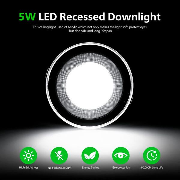 ceiling light recessed no-flicker 500lm led downlight round lighting acrylic fixture for bedrooms offices panel lights
ceiling light recessed no-flicker 500lm led downlight round lighting acrylic fixture for bedrooms offices panel lights