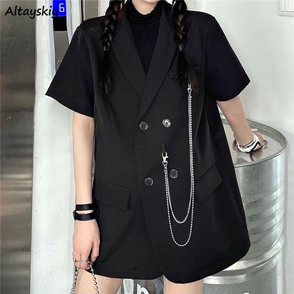 women's suits & blazers women streetwear hip hop chain design double breasted short sleeve baggy-blazer summer all match fashion bf, White;black
women's suits & blazers women streetwear hip hop chain design double breasted short sleeve baggy-blazer summer all match fashion bf, White;black