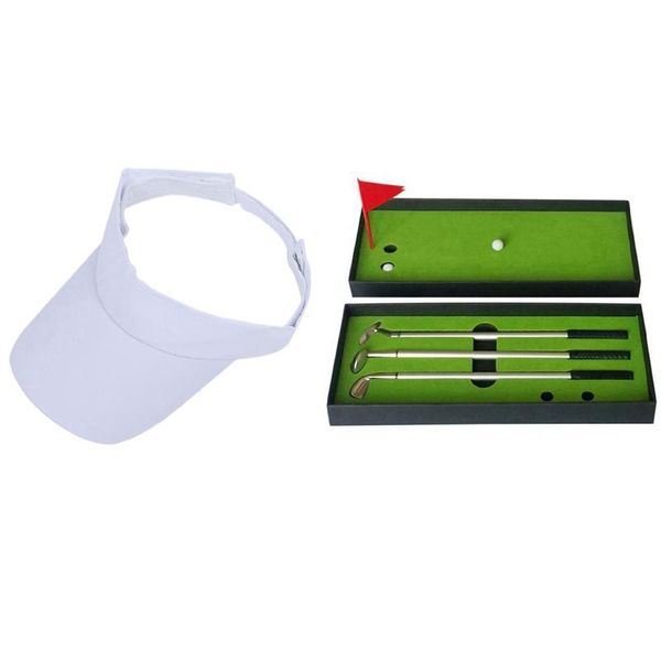 golf training aids white sun sports visor hat cap with mini club putter ball pen golfers gift box set
golf training aids white sun sports visor hat cap with mini club putter ball pen golfers gift box set