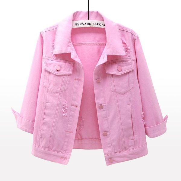 women's jackets 2021 autumn korean white pink slim denim women student hole outwear three quarter sleeve short jeans jacket coat female, Black;brown
women's jackets 2021 autumn korean white pink slim denim women student hole outwear three quarter sleeve short jeans jacket coat female, Black;brown
