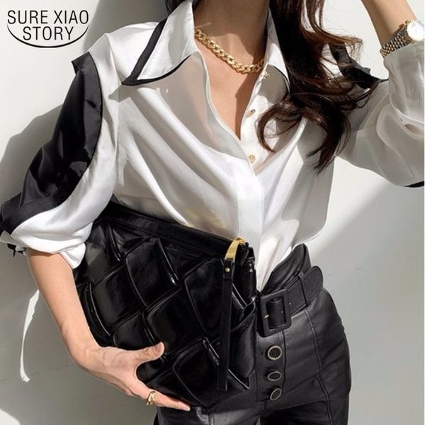 korean long sleeve black white splicing women's shirts spring and summer singele breasted fashion women blouses 12898 210508
korean long sleeve black white splicing women's shirts spring and summer singele breasted fashion women blouses 12898 210508
