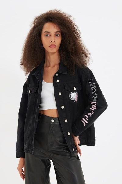 women's jackets trendyol preloaded content printed denim jacket twoaw22ce0491, Black;brown
women's jackets trendyol preloaded content printed denim jacket twoaw22ce0491, Black;brown