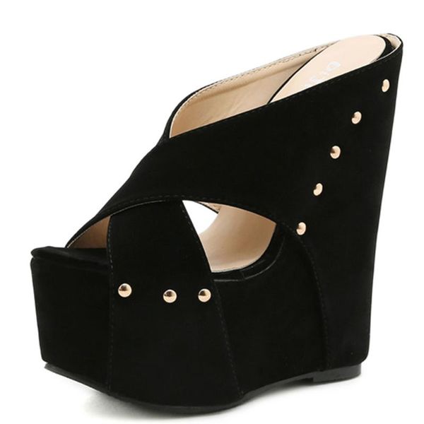 slippers gigifox brand fashion gothic style plus size 42 platform wedges heels rivets extreme high mules sandal woman shoes, Black
slippers gigifox brand fashion gothic style plus size 42 platform wedges heels rivets extreme high mules sandal woman shoes, Black