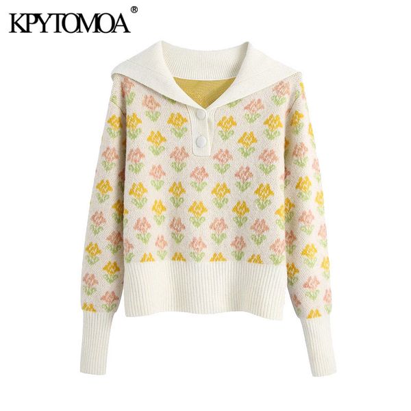 women fashion with button floral print knitted sweater vintage lapel collar long sleeve female pullovers chic 210416, White;black
women fashion with button floral print knitted sweater vintage lapel collar long sleeve female pullovers chic 210416, White;black
