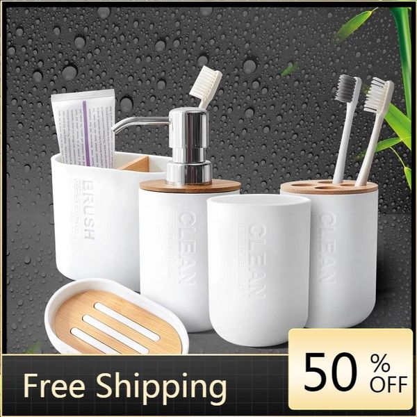 bath accessory set 5pcs bamboo bathroom accessories sets soap dispenser toothbrush holder mouth cup toothpaste rack dish kit
bath accessory set 5pcs bamboo bathroom accessories sets soap dispenser toothbrush holder mouth cup toothpaste rack dish kit
