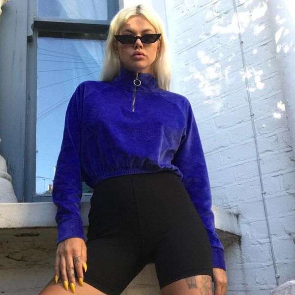 women's hoodies & sweatshirts 2021 navel blue blink zipper velve long sleeve crop sweatshirt casual patchw ins, Black
women's hoodies & sweatshirts 2021 navel blue blink zipper velve long sleeve crop sweatshirt casual patchw ins, Black