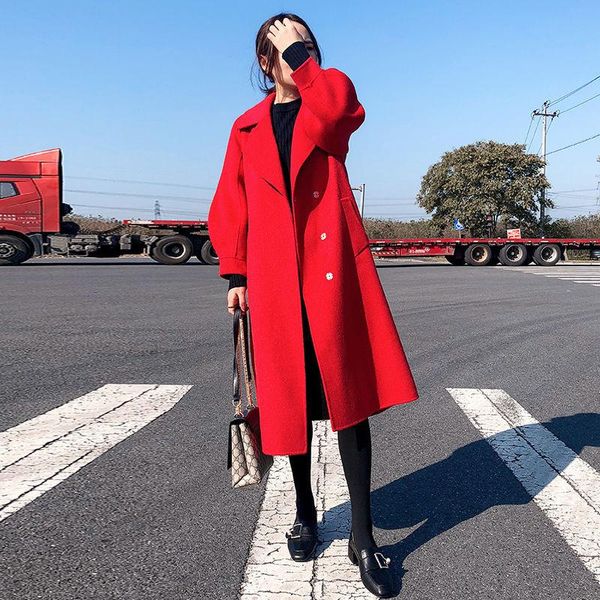 women's wool & blends women 2021 autumn winter loose woolen coats casual long sleeve single breasted coat outwear female overcoats l978, Black
women's wool & blends women 2021 autumn winter loose woolen coats casual long sleeve single breasted coat outwear female overcoats l978, Black