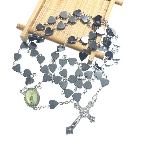 pendant necklaces love heart black hematite beads flat rosary necklace with jesus cross long charms prayer catholic jewelry, Silver
pendant necklaces love heart black hematite beads flat rosary necklace with jesus cross long charms prayer catholic jewelry, Silver