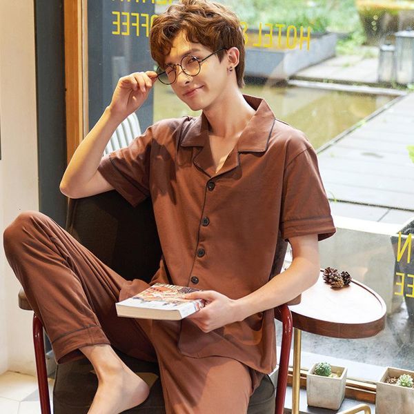 Men's Sleepwear Summer Two Piece Cotton Pajamas Gecelik Robe De Nuit Camisones Para Dormir Pijamas Hombre Pyjamas Men Szlafrok Z812, Black;brown
Men's Sleepwear Summer Two Piece Cotton Pajamas Gecelik Robe De Nuit Camisones Para Dormir Pijamas Hombre Pyjamas Men Szlafrok Z812, Black;brown