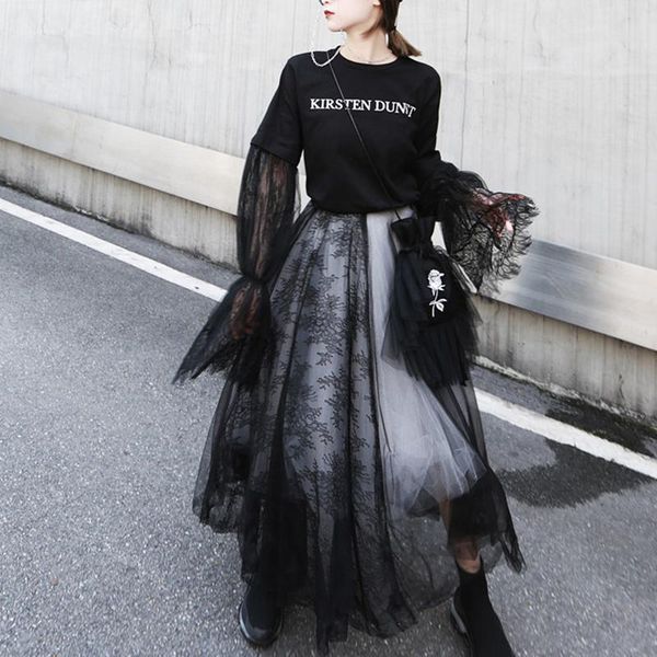 skirts high waist black white lace stitching tulle gothic pleated skirt vintage womens half body midi bubble 2021 spring summer
skirts high waist black white lace stitching tulle gothic pleated skirt vintage womens half body midi bubble 2021 spring summer