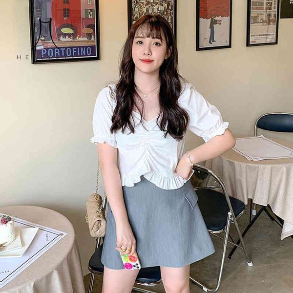 korean v-neck short sleeve shirt vintage woman fashion ruffles fit blouse ladies crop female plus size 210517, White
korean v-neck short sleeve shirt vintage woman fashion ruffles fit blouse ladies crop female plus size 210517, White