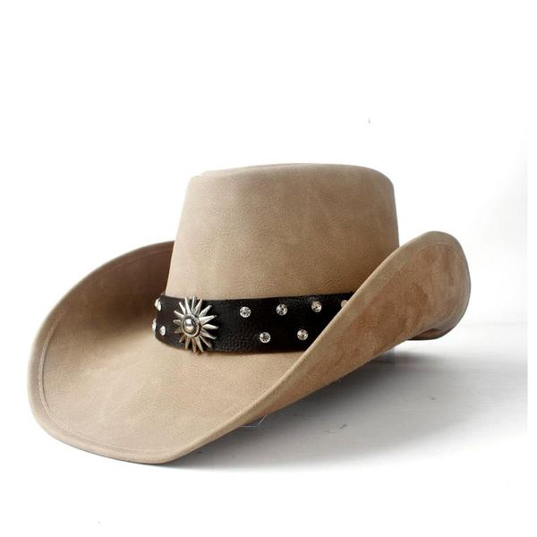 cloches 2021 retro western cowboy cowgirl hat with punk leather ribbon lady dad sombrero cap roll up, Blue;gray
cloches 2021 retro western cowboy cowgirl hat with punk leather ribbon lady dad sombrero cap roll up, Blue;gray
