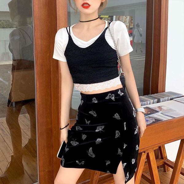 skirts spring 2021 summer woman harajuku korean style fashion vintage print butterfly suede split high waist skirt women, Black
skirts spring 2021 summer woman harajuku korean style fashion vintage print butterfly suede split high waist skirt women, Black