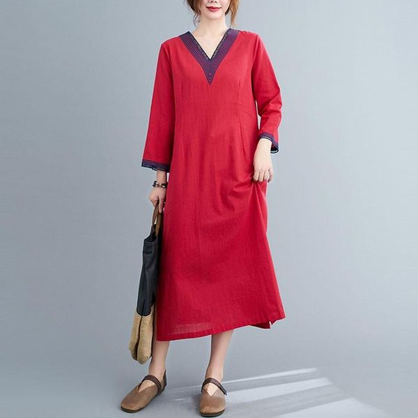 casual dresses women loose dress 2021 autumn vintage style solid color lace v-neck female cotton linen long s2780, Black;gray
casual dresses women loose dress 2021 autumn vintage style solid color lace v-neck female cotton linen long s2780, Black;gray