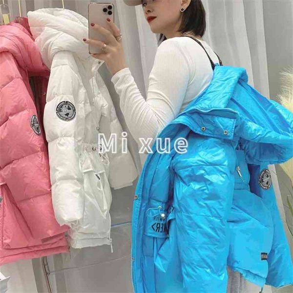 large medium and long down jacket women's winter new waist closing korean thickened, Black