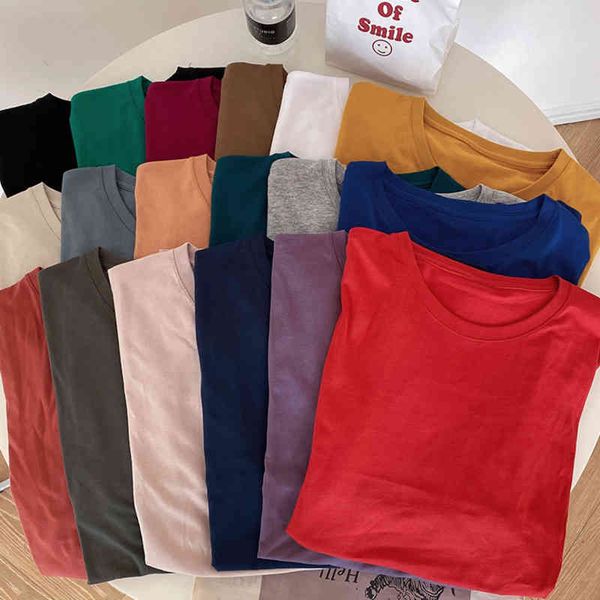 summer solid color women's t-shirts harajuku pure cotton kawaii bottoming shirt white short-sleeved o-neck loose female 210514
summer solid color women's t-shirts harajuku pure cotton kawaii bottoming shirt white short-sleeved o-neck loose female 210514