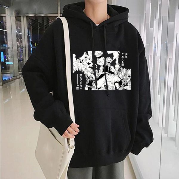 men's hoodies & sweatshirts japan anime fairy tail print sweatshirt men harajuku streetwear winter pullover oversized casual tracksuit, Black 
men's hoodies & sweatshirts japan anime fairy tail print sweatshirt men harajuku streetwear winter pullover oversized casual tracksuit, Black
