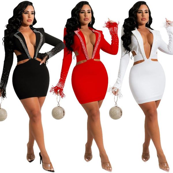 casual dresses cutubly for women diamonds elegant bodycon dress lapel hollowed out women's clothing club party v-neck vestidos, Black;gray
casual dresses cutubly for women diamonds elegant bodycon dress lapel hollowed out women's clothing club party v-neck vestidos, Black;gray