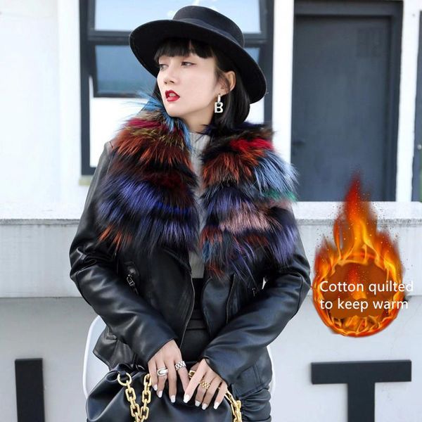 women's leather & faux 2021 women autumn winter plus cotton jacket slim real fur collar short washed motorcycle coat thick warm hipster, Black
women's leather & faux 2021 women autumn winter plus cotton jacket slim real fur collar short washed motorcycle coat thick warm hipster, Black
