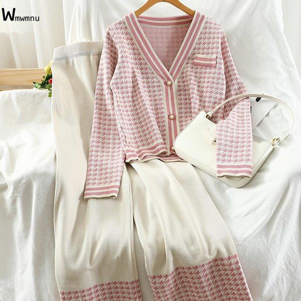 women short knitwear cardigan and loose wide leg pants korean style sets plaid contrast color vintage knitted two-piece suit women's tw, White
women short knitwear cardigan and loose wide leg pants korean style sets plaid contrast color vintage knitted two-piece suit women's tw, White