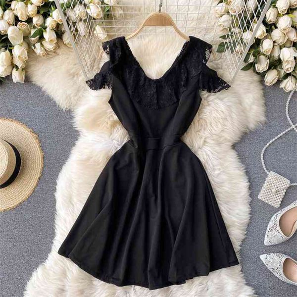 spring fashion lace ruffled vestidos women's strapless short-sleeved v-neck waist slim large-line a-line mini dress c463 210507, Black;gray
spring fashion lace ruffled vestidos women's strapless short-sleeved v-neck waist slim large-line a-line mini dress c463 210507, Black;gray