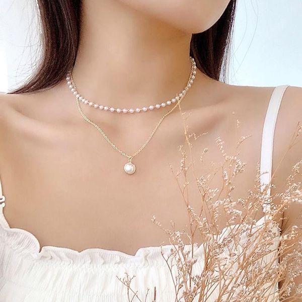 pendant necklaces arlie kpop fashion beaded pearl necklace for women cute gold color double layer chain choker korean jewelry, Silver
pendant necklaces arlie kpop fashion beaded pearl necklace for women cute gold color double layer chain choker korean jewelry, Silver