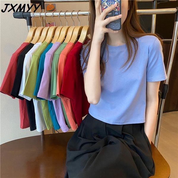 short loose high waist exposed bellyband cotton basic solid color short-sleeved t-shirt jxmyy 210412, White
short loose high waist exposed bellyband cotton basic solid color short-sleeved t-shirt jxmyy 210412, White