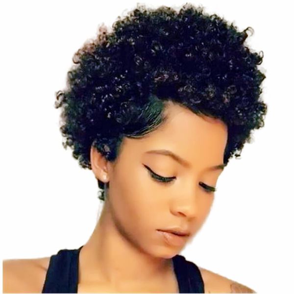 very short natural afro kinky curly indian remy wigs pixes style rihanna inspired 130%density soft feeling human hair wigs for black women, Black;brown
very short natural afro kinky curly indian remy wigs pixes style rihanna inspired 130%density soft feeling human hair wigs for black women, Black;brown