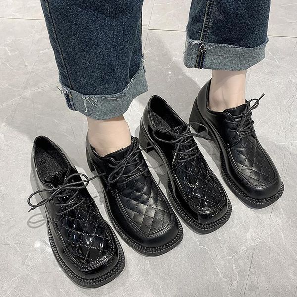 dress shoes spring winter british style leather women square heels platform woman lace-up oxford for pumps, Black
dress shoes spring winter british style leather women square heels platform woman lace-up oxford for pumps, Black