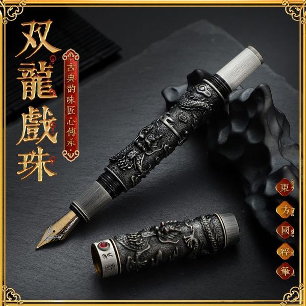 fountain pens jinhao pen high-end retro chinese style calligraphy hard double dragon play bead,wooden box option
fountain pens jinhao pen high-end retro chinese style calligraphy hard double dragon play bead,wooden box option