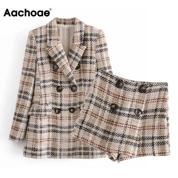 elegant plaid 2 piece set women double breasted vintage blazer suits button skirt shorts lady sets spring autumn, Black;white
elegant plaid 2 piece set women double breasted vintage blazer suits button skirt shorts lady sets spring autumn, Black;white