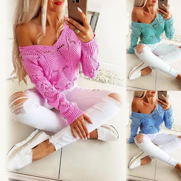 women autumn solid color long sleeve hollow out knitted sweater pullover women's sweaters, White;black
women autumn solid color long sleeve hollow out knitted sweater pullover women's sweaters, White;black