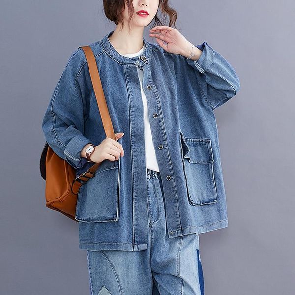 women's jackets spring plus size jean coat women 2021 harajuku big pocket single-breasted long sleeve solid color denim jacket basic z2, Black;brown
women's jackets spring plus size jean coat women 2021 harajuku big pocket single-breasted long sleeve solid color denim jacket basic z2, Black;brown