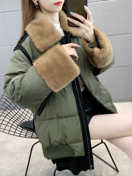 women's fur & faux european station 2021 winter heining coat pie overcome middle long real hair mink collar down jacket, Black
women's fur & faux european station 2021 winter heining coat pie overcome middle long real hair mink collar down jacket, Black