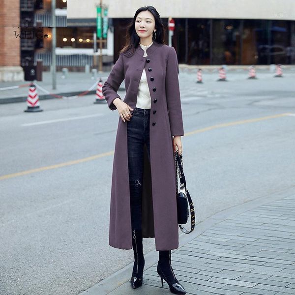 women's wool & blends autumn winter purple slim belted long woolen coat women stand-up collar single breasted ankle length cashmere y79, Black
women's wool & blends autumn winter purple slim belted long woolen coat women stand-up collar single breasted ankle length cashmere y79, Black