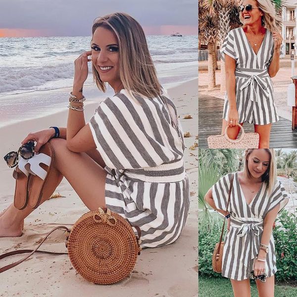 women's jumpsuits & rompers women casual v neck short sleeve striped jumpsuit with waistband, Black;white
women's jumpsuits & rompers women casual v neck short sleeve striped jumpsuit with waistband, Black;white