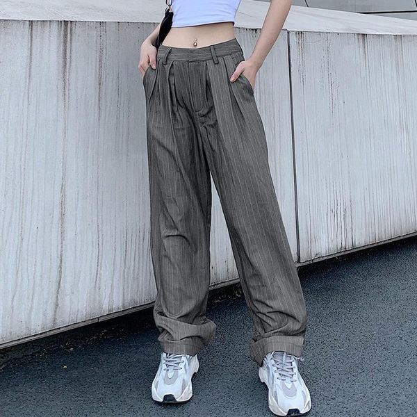 uanloestriped print streetwear loose pants women fashion high waisted button straight trousers work office lady suit women's & capris, Black;white
uanloestriped print streetwear loose pants women fashion high waisted button straight trousers work office lady suit women's & capris, Black;white