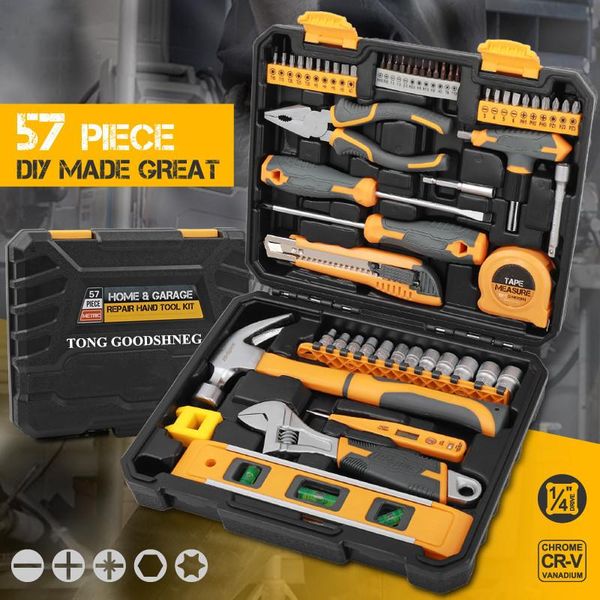 professional hand tool sets 57pcs home tools set household kits socket screwdriver kit pliers hammer repair for diy in box
professional hand tool sets 57pcs home tools set household kits socket screwdriver kit pliers hammer repair for diy in box
