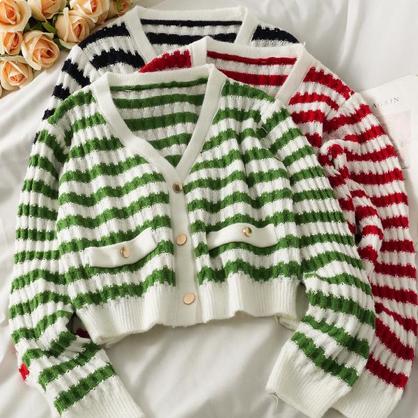 women's knits & tees women loose vintage kintting sweater striped korean style streetwear v neck long sleeve button autumn cardigan, White
women's knits & tees women loose vintage kintting sweater striped korean style streetwear v neck long sleeve button autumn cardigan, White